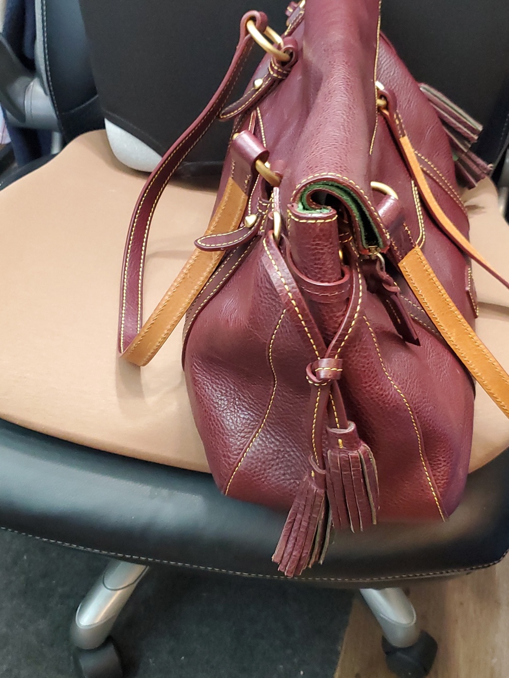Dooney & Bourke Cognac Florentine Leather Smith Bag - Picture 3 of 8